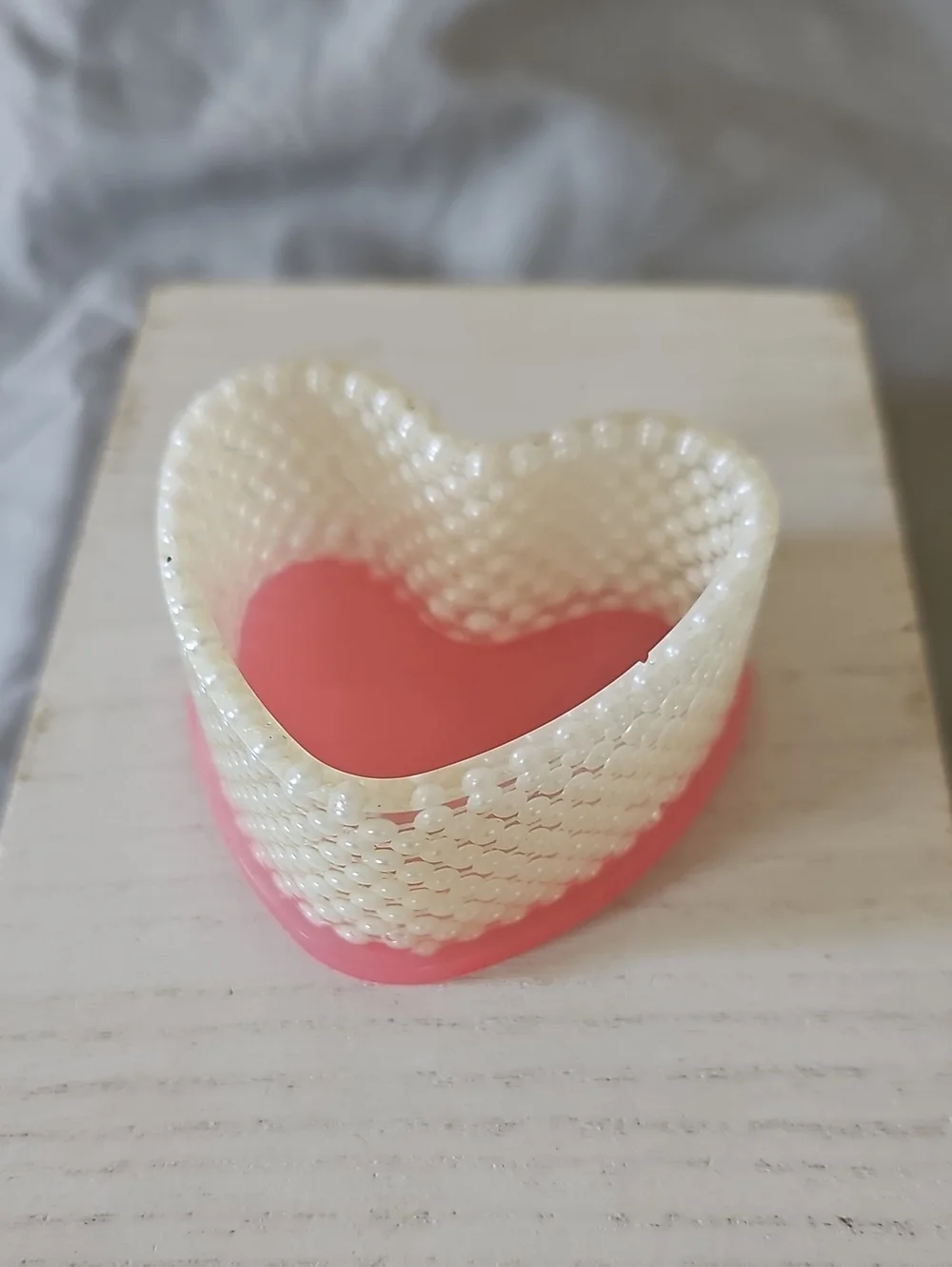 Heart Shaped Pink and Pearl Trinket Dish